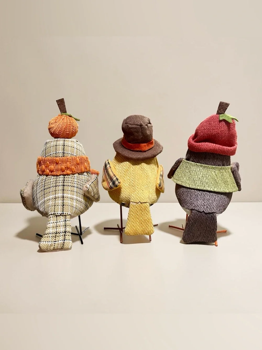 New fall fabric counter sitting home decor bird trio